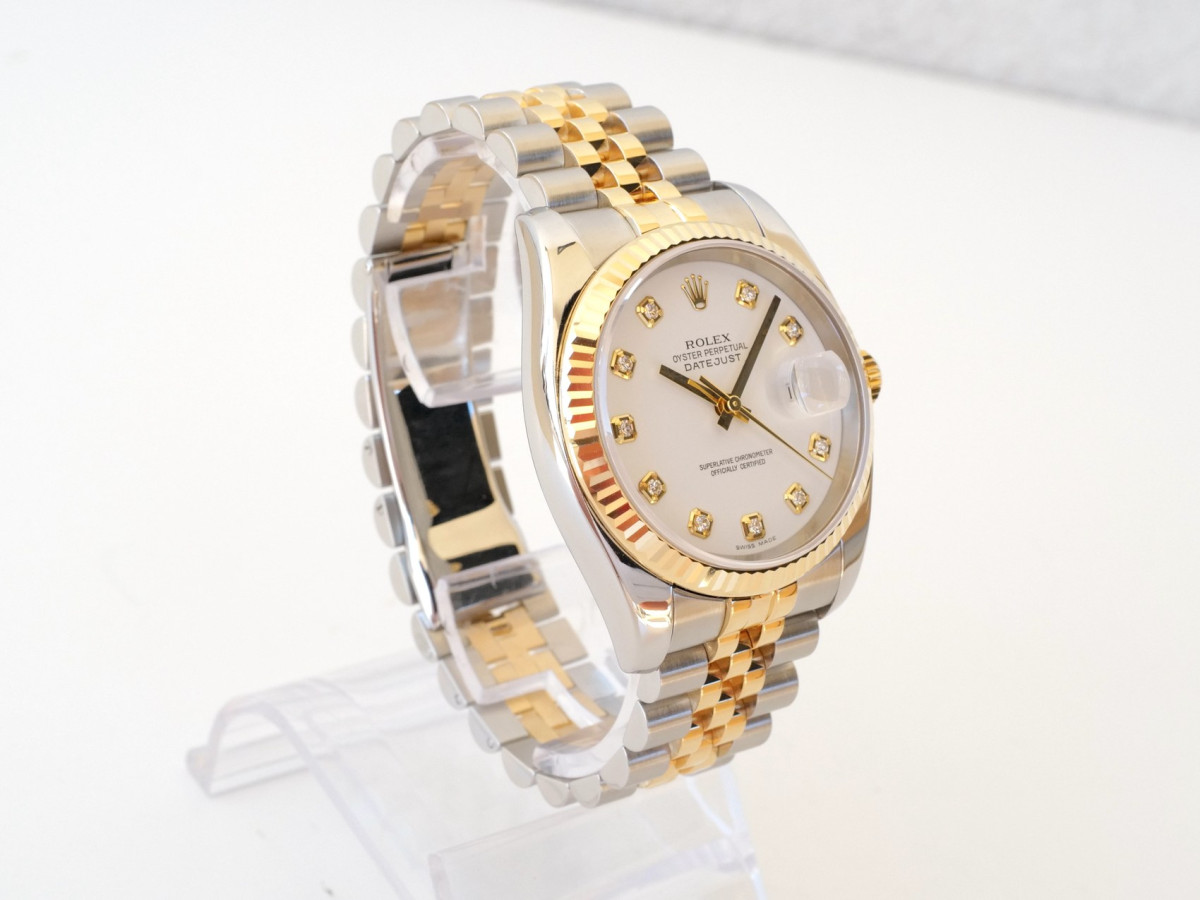 Швейцарський годинник Rolex Datejust 36 Jubilee Steel 18K Yellow Gold White Diamond Dial