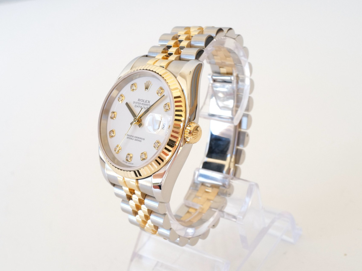 Швейцарський годинник Rolex Datejust 36 Jubilee Steel 18K Yellow Gold White Diamond Dial