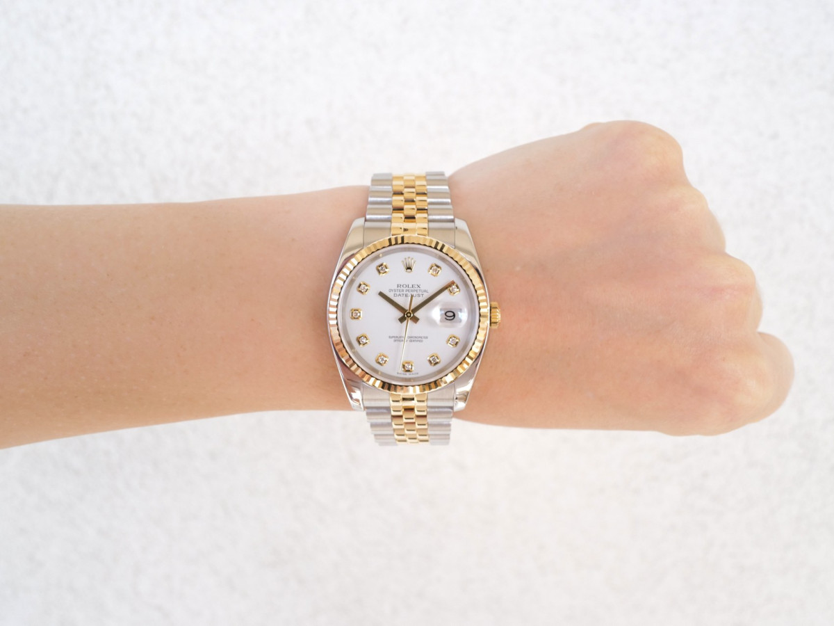 Швейцарський годинник Rolex Datejust 36 Jubilee Steel 18K Yellow Gold White Diamond Dial