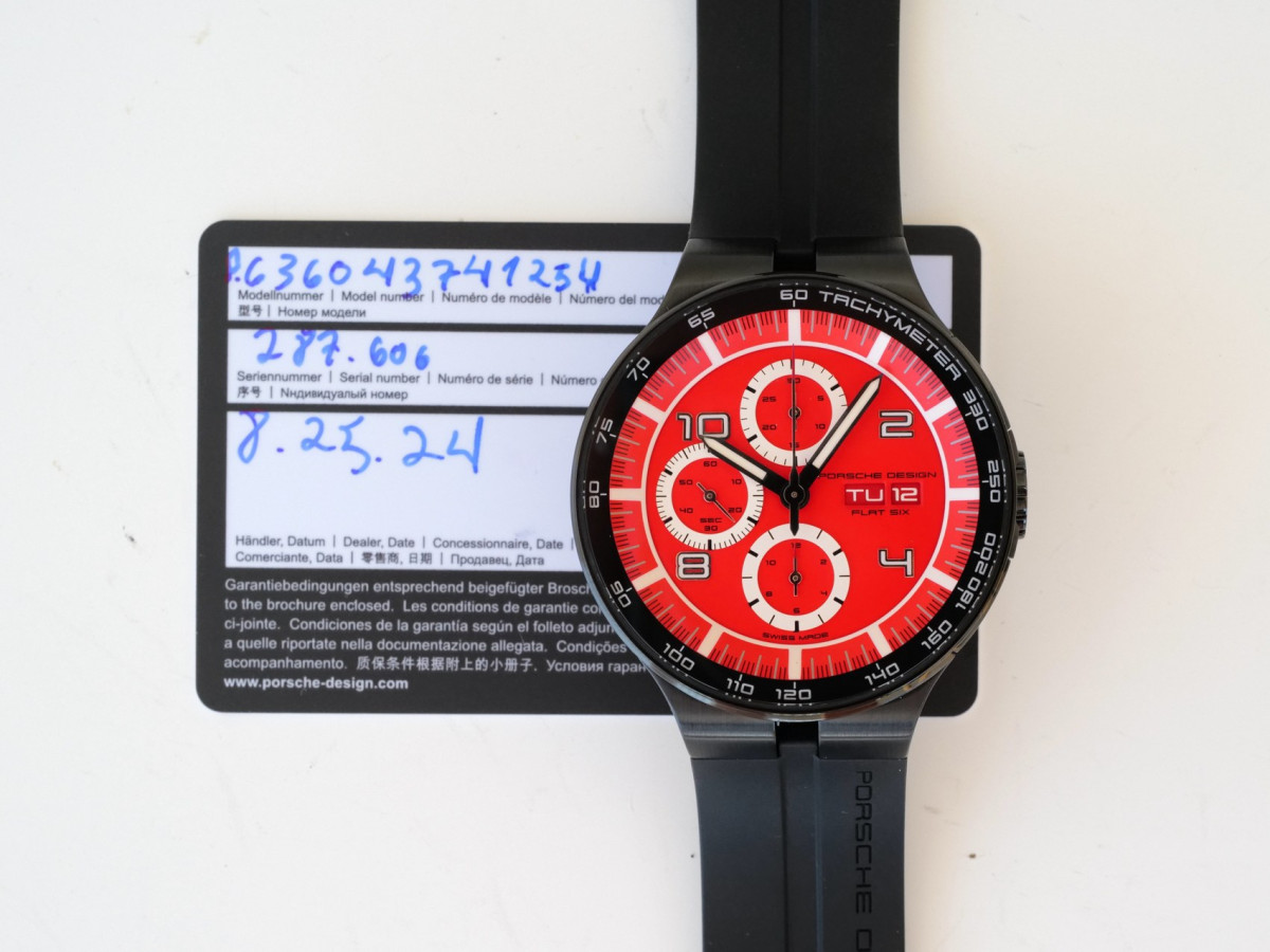Швейцарський годинник Porsche Design Flat Six Chronograph Red Dial 44