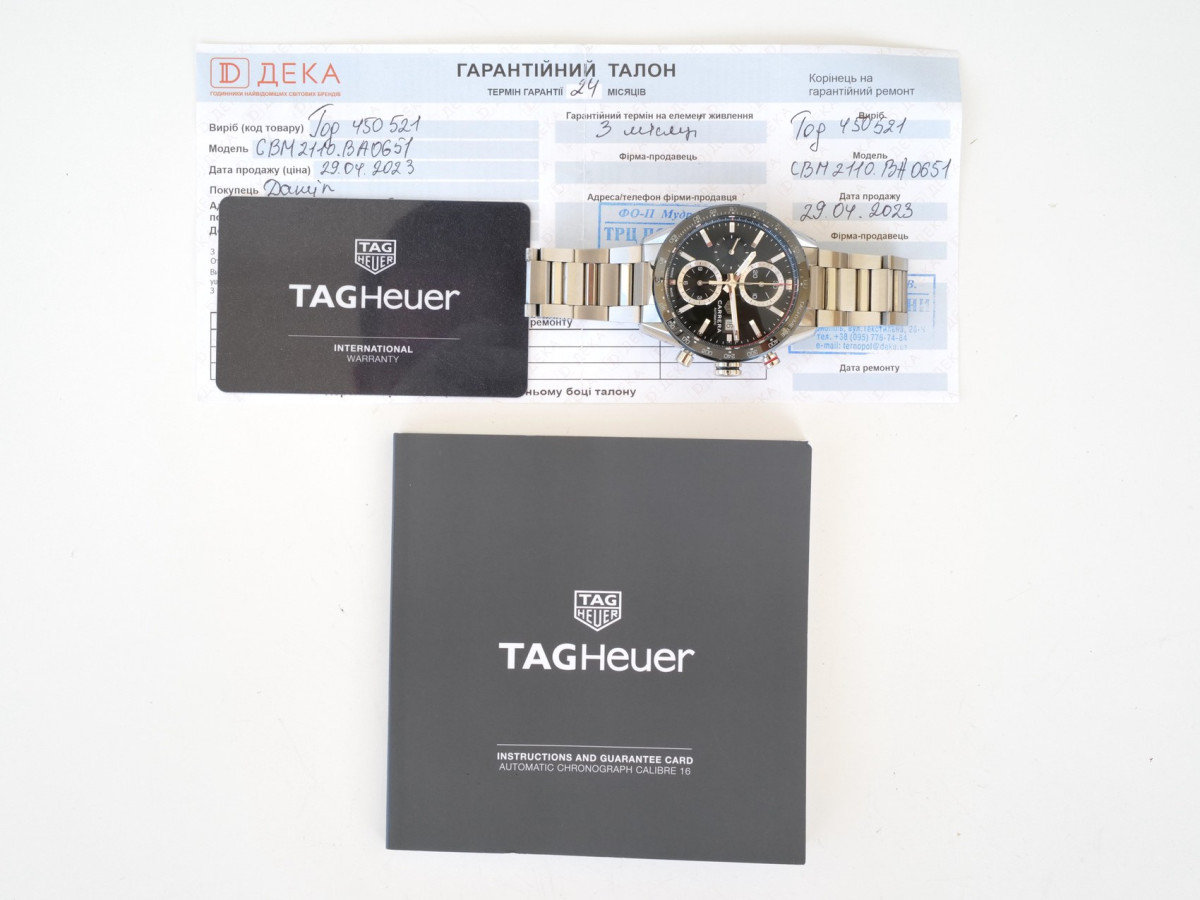 Швейцарские часы Tag Heuer Carrera Calibre 16 Chronograph Black Dial 41