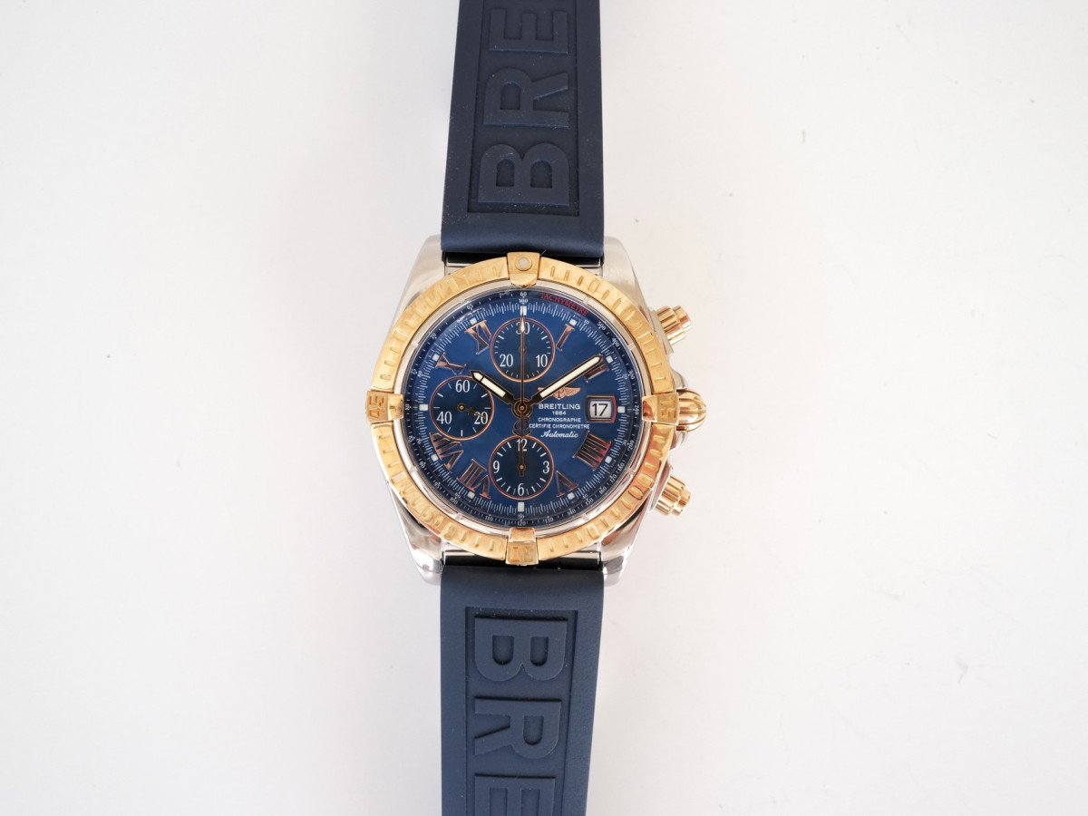 Swiss watch Breitling Chronomat Evolution Gold Steel Blue Roman Dial 44