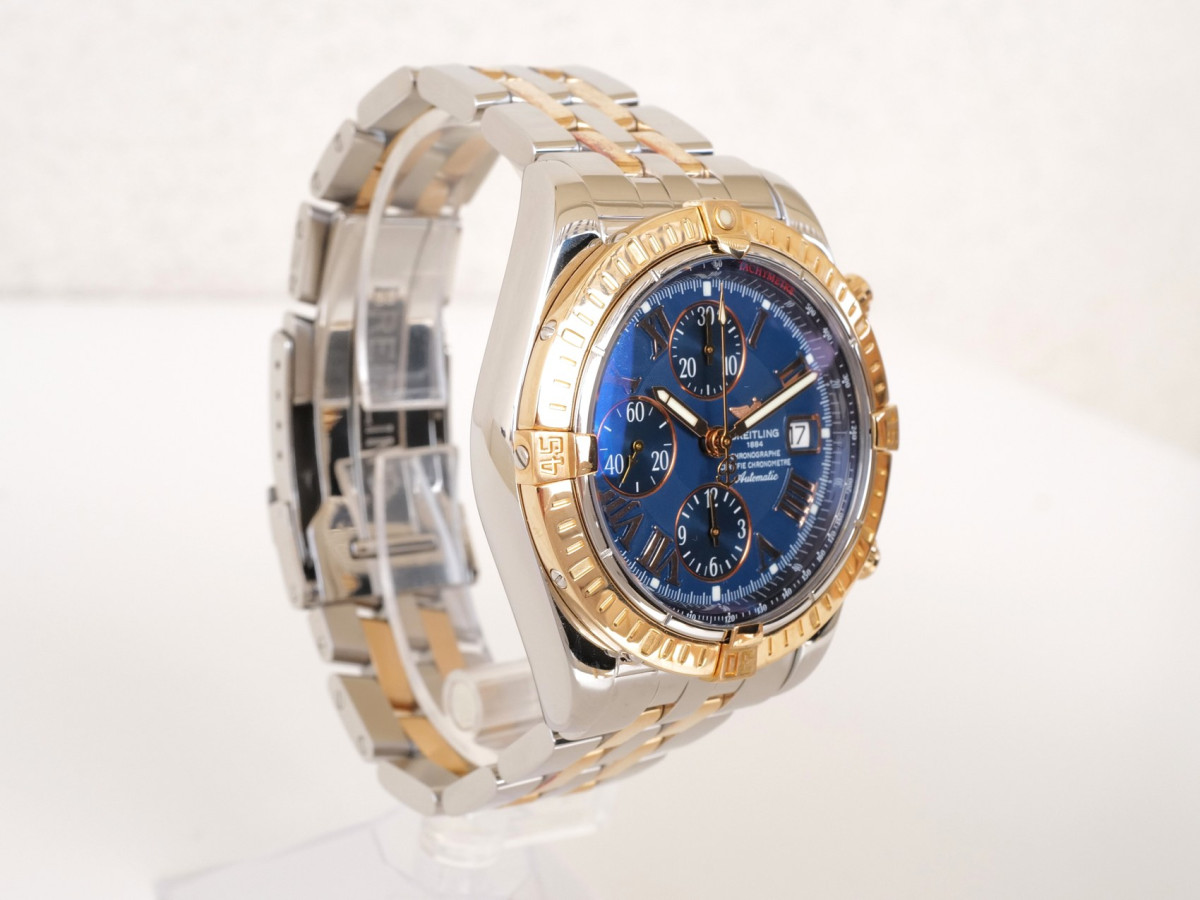 Swiss watch Breitling Chronomat Evolution Gold Steel Blue Roman Dial 44