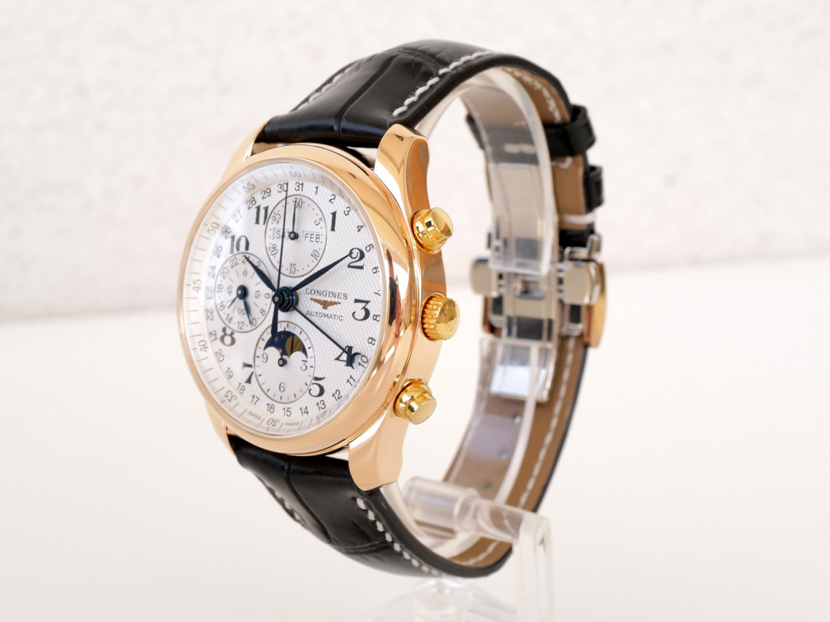 Швейцарський годинник Longines Master Collection GMT Moonphase Automatic Chronograph 18K Rose Gold 40
