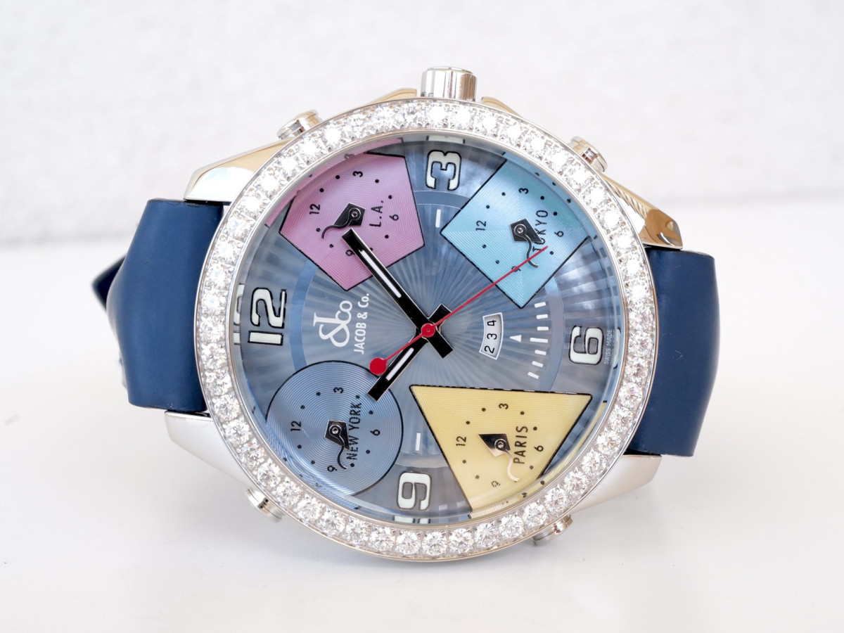 Швейцарський годинник Jacob & Co Five Time Zone 3.25ct Diamonds 47