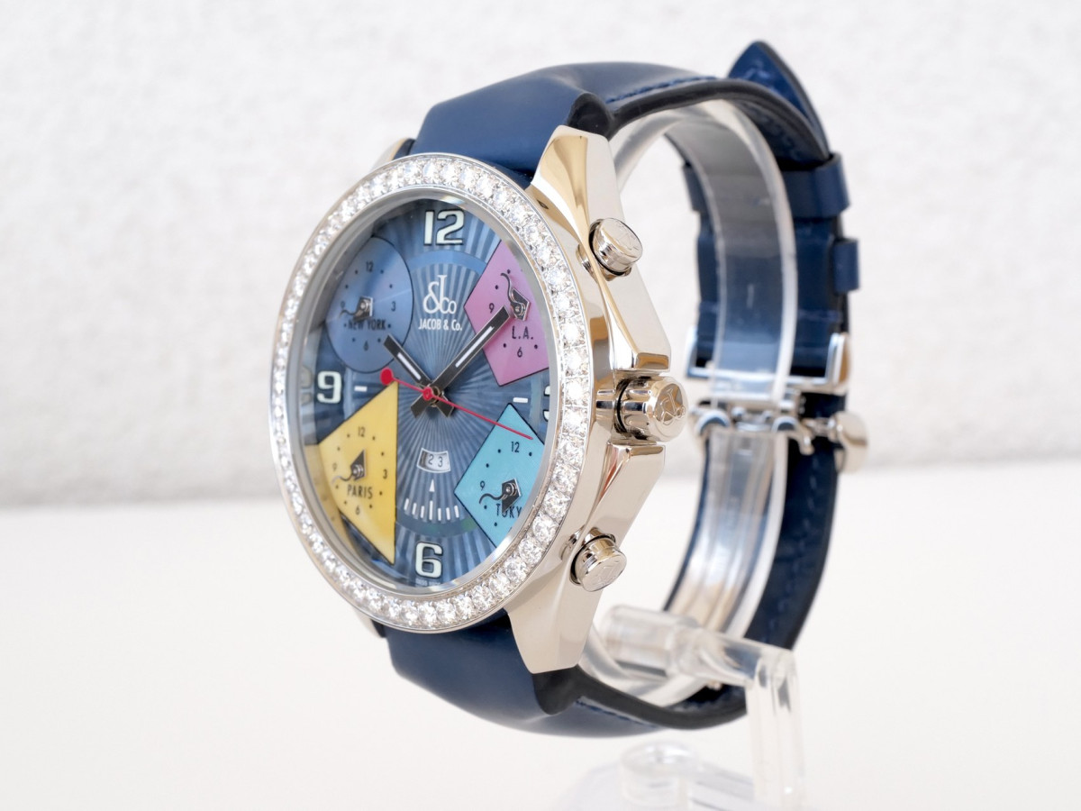 Швейцарський годинник Jacob & Co Five Time Zone 3.25ct Diamonds 47