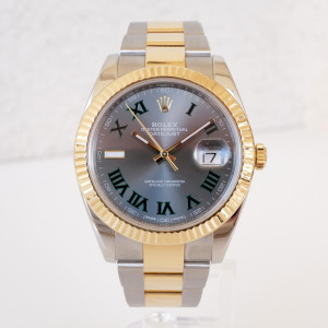 Швейцарские часы Rolex Datejust 41 Oyster Steel 18K Yellow Gold Wimbledon Dial
