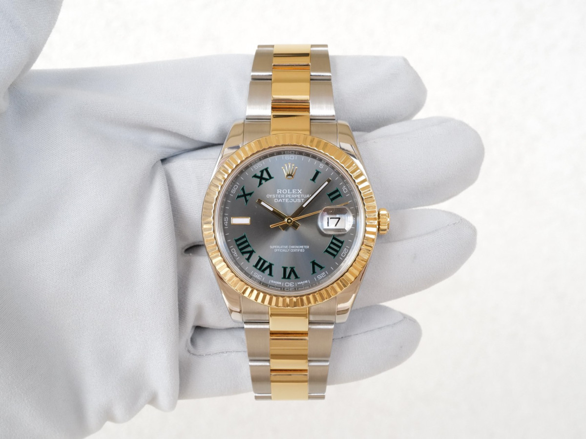Swiss watch Rolex Datejust 41 Oyster Steel 18K Yellow Gold Wimbledon Dial