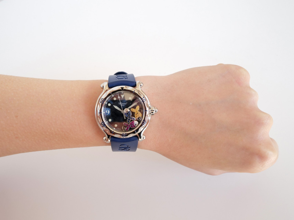Швейцарские часы Chopard Happy Sport Happy Fish Blue Dial 38