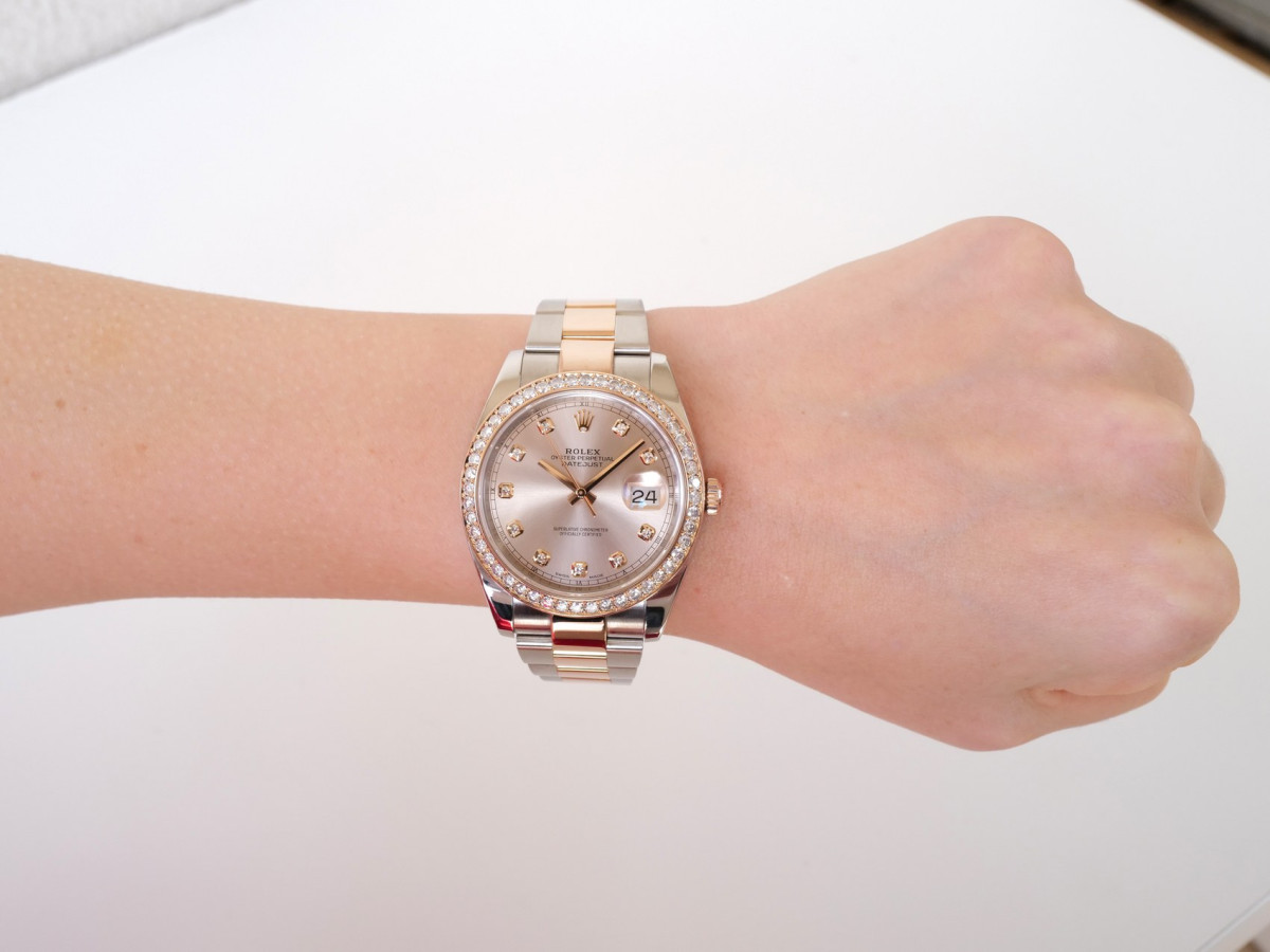 Швейцарський годинник Rolex Datejust 41 Oyster Sundust Diamond Dial Bezel