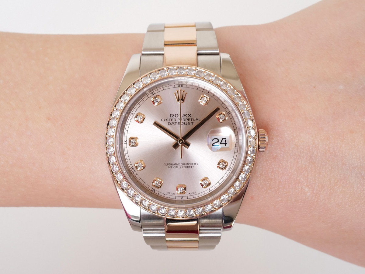 Швейцарський годинник Rolex Datejust 41 Oyster Sundust Diamond Dial Bezel