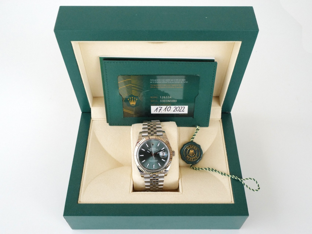 Швейцарський годинник Rolex Datejust 41 Jubilee Mint Green Dial (2022)