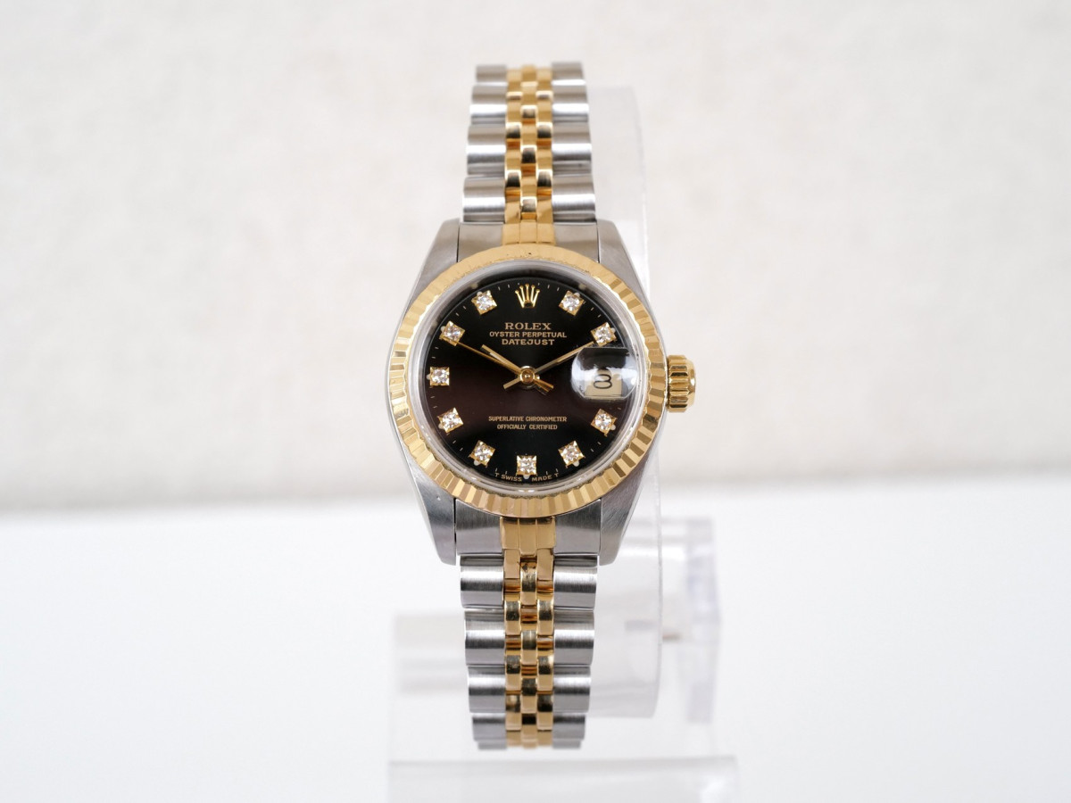 Швейцарський годинник Rolex Lady-Datejust 26 Jubilee Yellow Gold Steel Black Diamond Dial