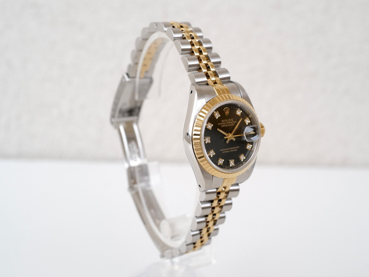 Швейцарський годинник Rolex Lady-Datejust 26 Jubilee Yellow Gold Steel Black Diamond Dial