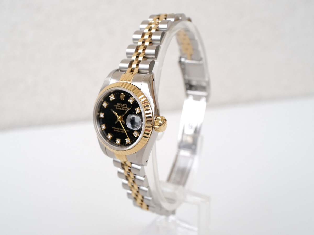 Швейцарський годинник Rolex Lady-Datejust 26 Jubilee Yellow Gold Steel Black Diamond Dial