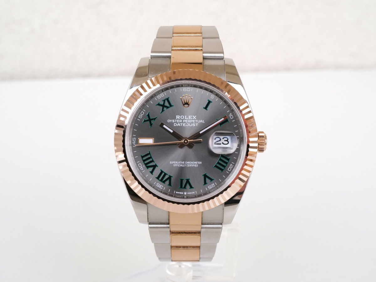 Swiss watch Rolex Datejust 41 Oyster Steel 18K Rose Gold Wimbledon Dial