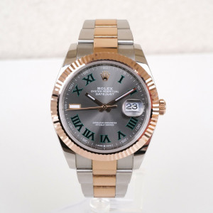 Швейцарские часы Rolex Datejust 41 Oyster Steel 18K Rose Gold Wimbledon Dial