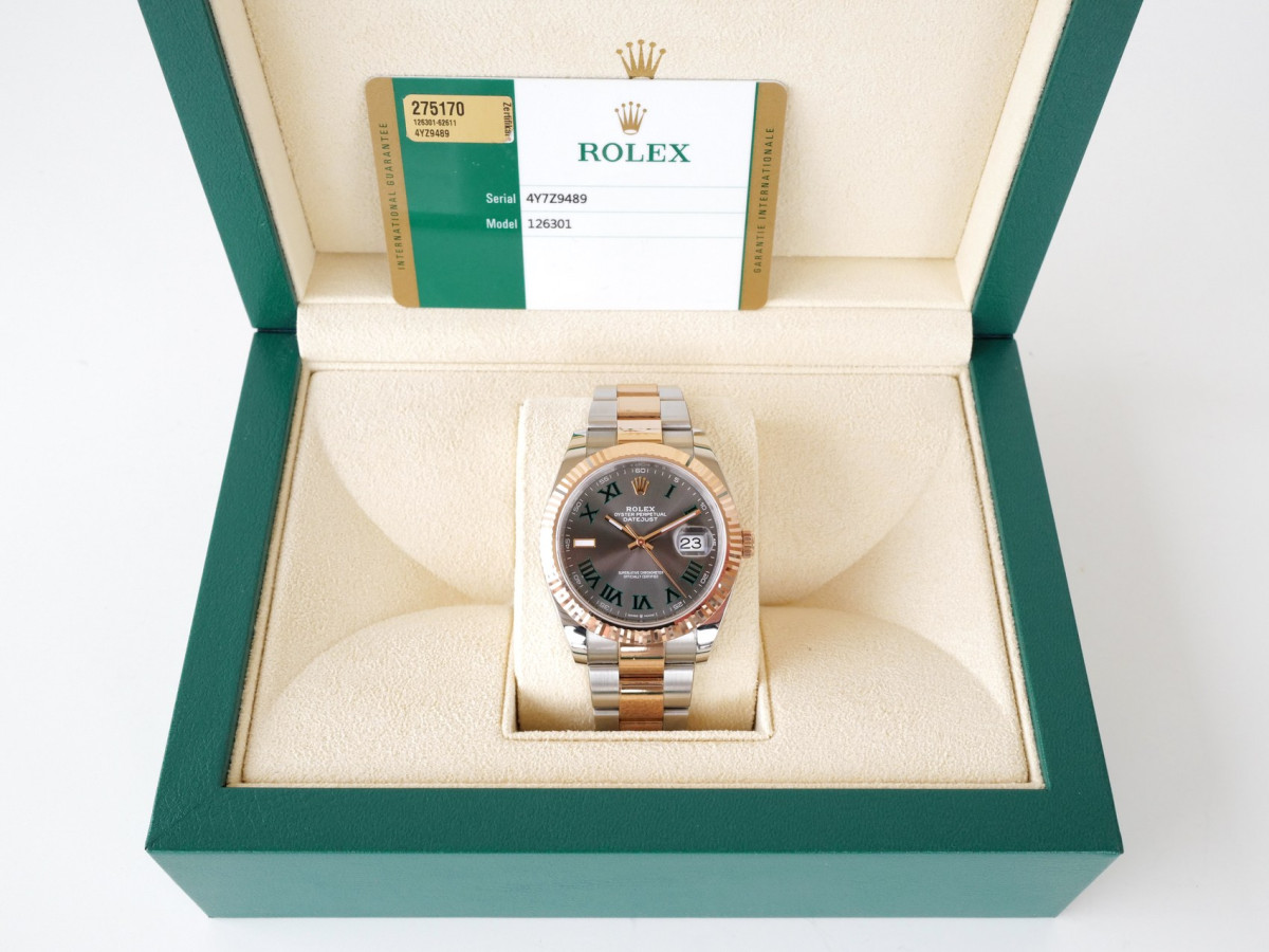 Swiss watch Rolex Datejust 41 Oyster Steel 18K Rose Gold Wimbledon Dial