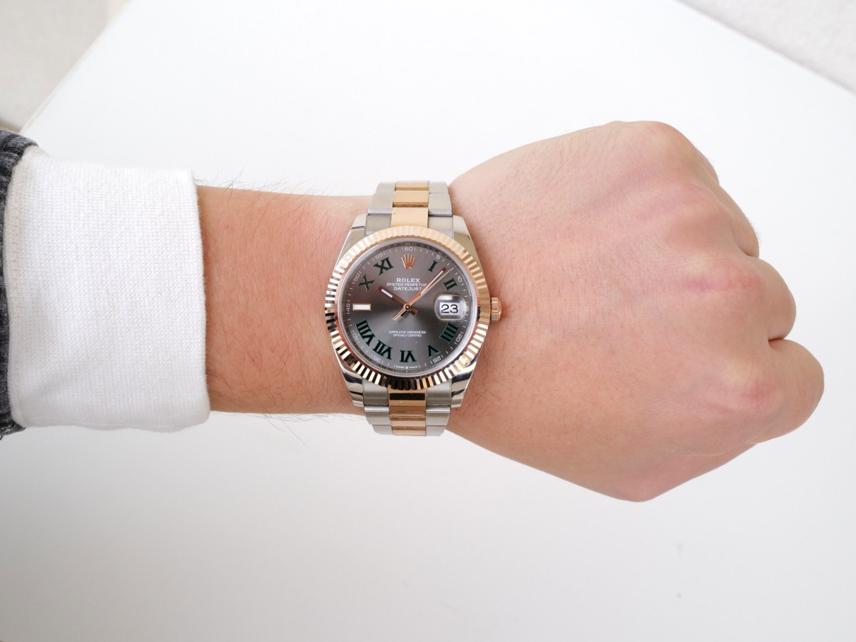 Swiss watch Rolex Datejust 41 Oyster Steel 18K Rose Gold Wimbledon Dial