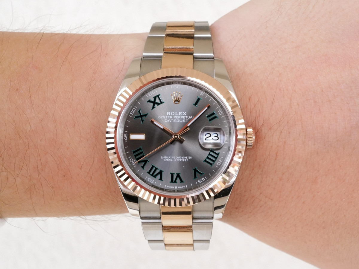 Swiss watch Rolex Datejust 41 Oyster Steel 18K Rose Gold Wimbledon Dial