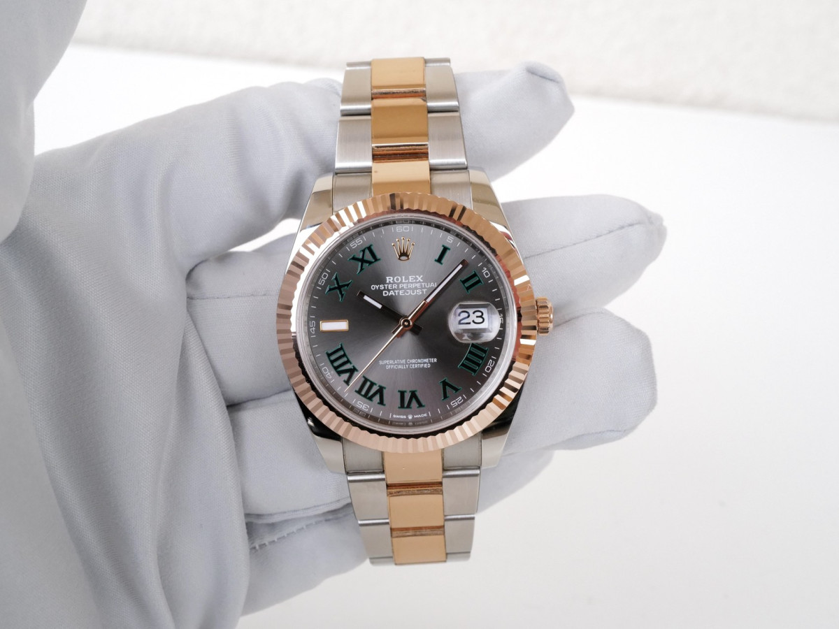 Swiss watch Rolex Datejust 41 Oyster Steel 18K Rose Gold Wimbledon Dial