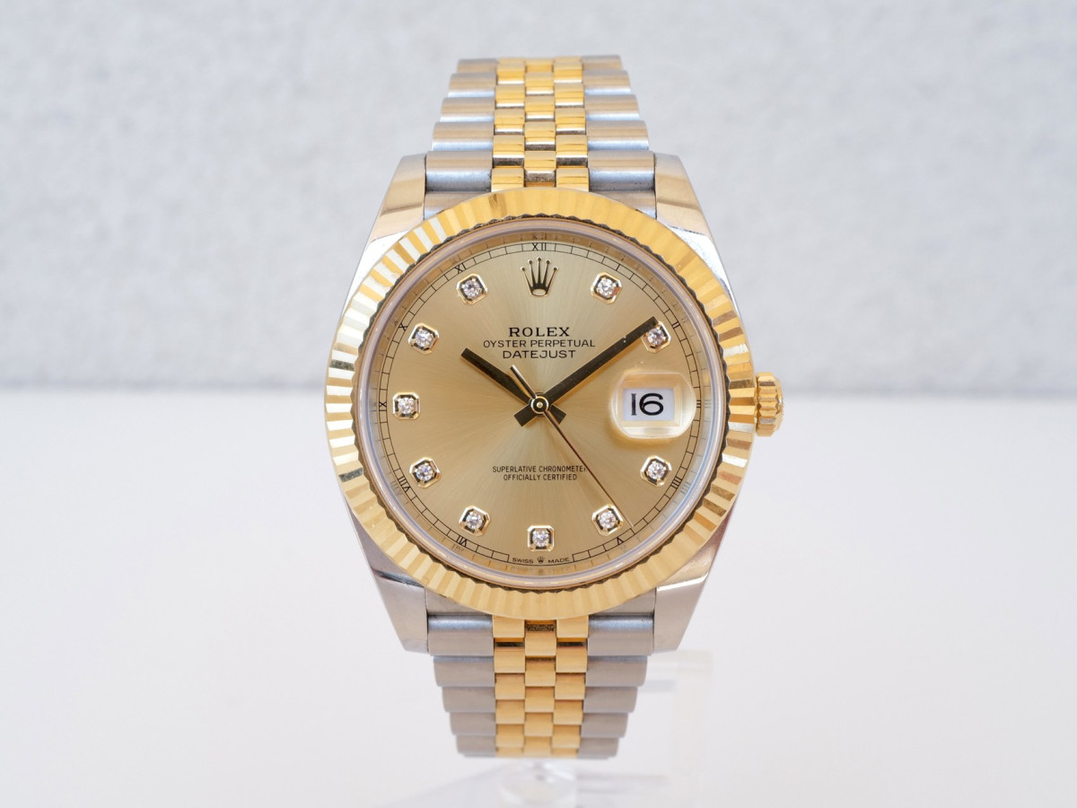 Швейцарський годинник Rolex Datejust 41 Jubilee Steel 18K Yellow Gold Champagne Diamond Dial (2022)