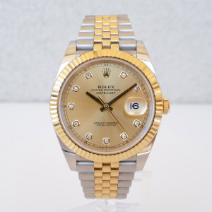 Швейцарський годинник Rolex Datejust 41 Jubilee Steel 18K Yellow Gold Champagne Diamond Dial (2022)