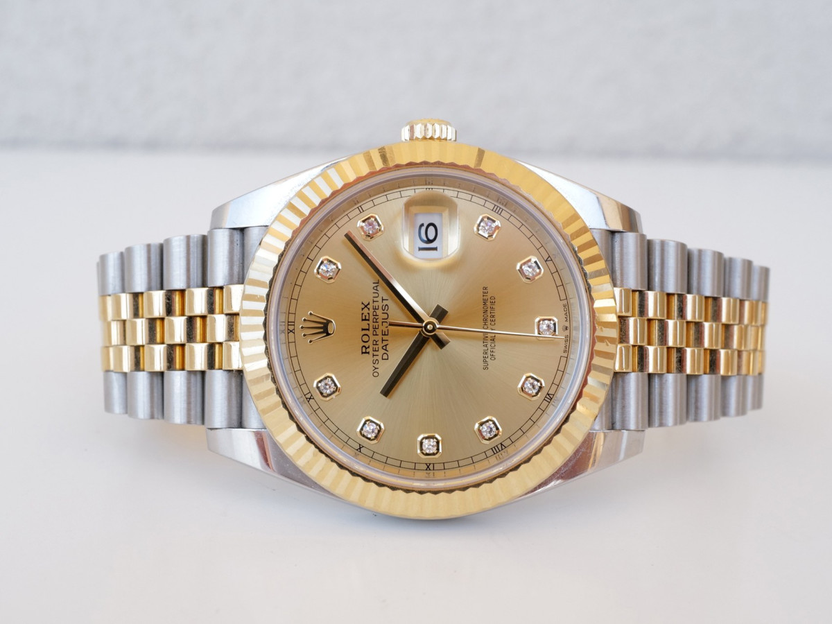 Швейцарський годинник Rolex Datejust 41 Jubilee Steel 18K Yellow Gold Champagne Diamond Dial (2022)