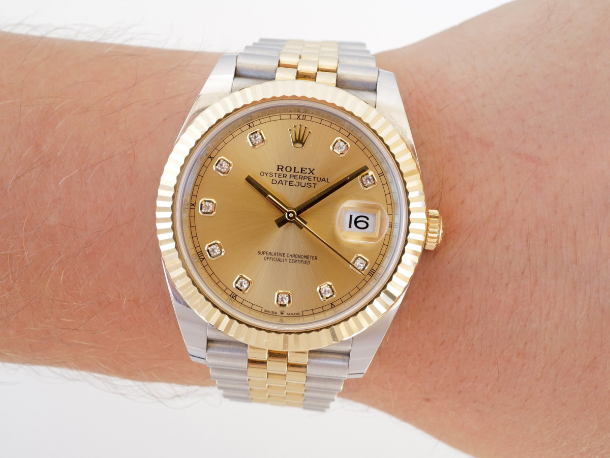 Швейцарський годинник Rolex Datejust 41 Jubilee Steel 18K Yellow Gold Champagne Diamond Dial (2022)