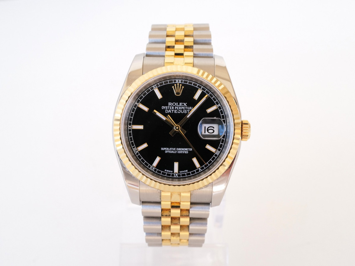 Швейцарський годинник Rolex Datejust 36 Jubilee Steel 18K Yellow Gold Black Dial Roulette Date