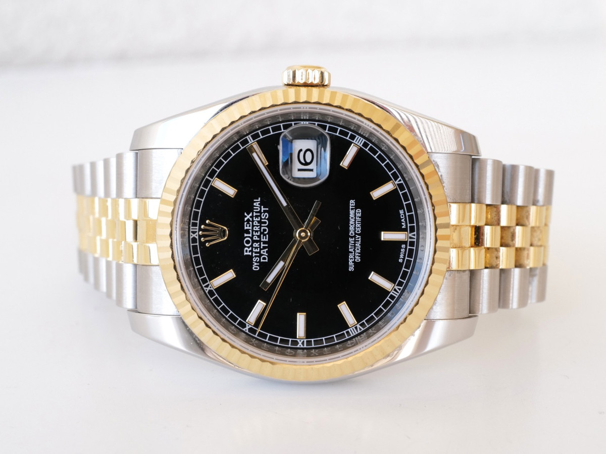 Швейцарський годинник Rolex Datejust 36 Jubilee Steel 18K Yellow Gold Black Dial Roulette Date