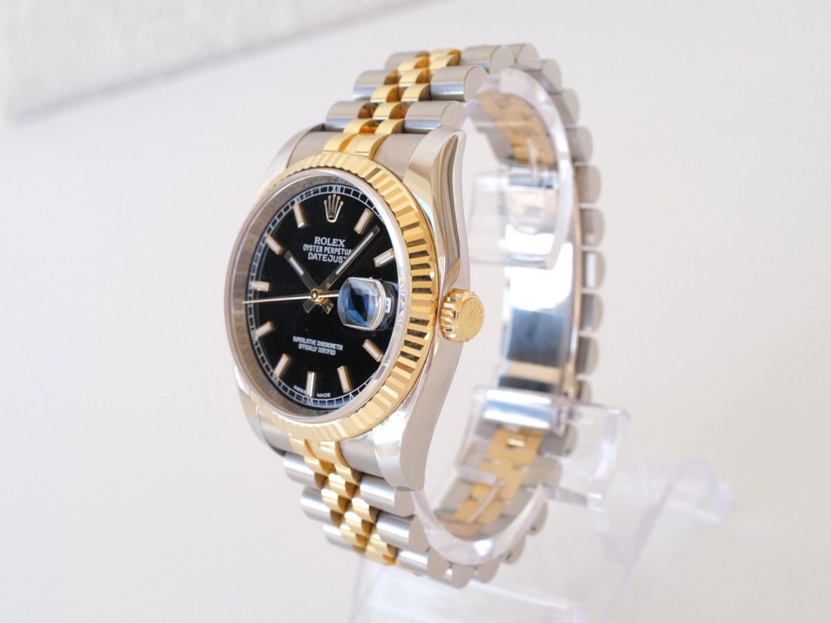 Швейцарський годинник Rolex Datejust 36 Jubilee Steel 18K Yellow Gold Black Dial Roulette Date