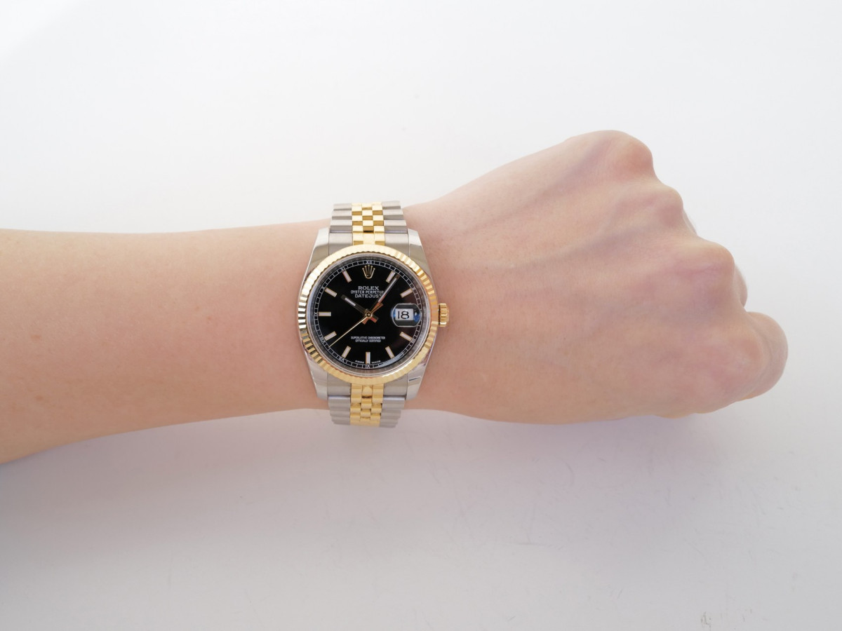 Швейцарський годинник Rolex Datejust 36 Jubilee Steel 18K Yellow Gold Black Dial Roulette Date