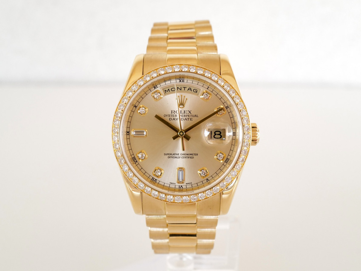 Швейцарський годинник Rolex Day-Date 36 President 18K Yellow Gold Diamond Bezel Dial