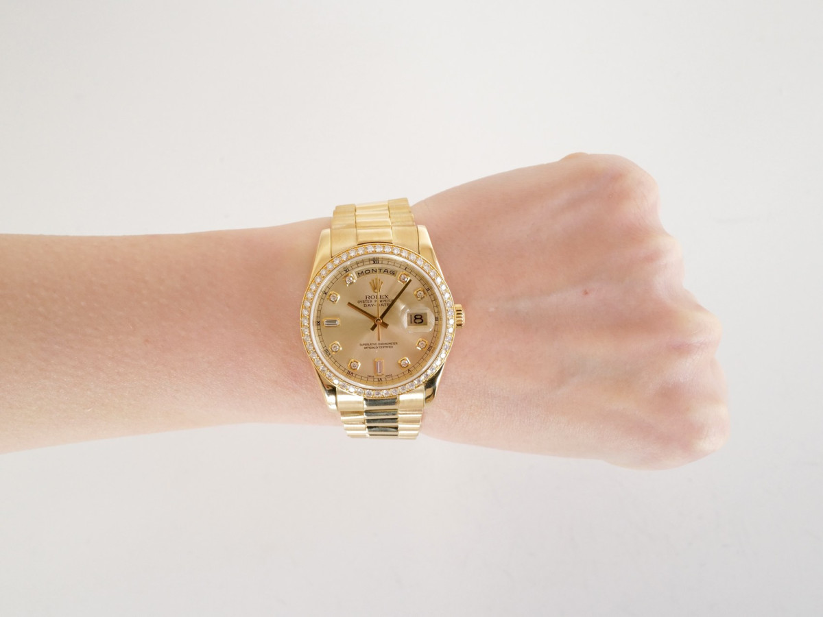 Швейцарський годинник Rolex Day-Date 36 President 18K Yellow Gold Diamond Bezel Dial
