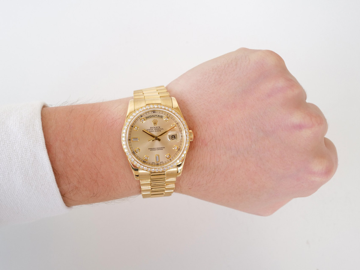 Швейцарський годинник Rolex Day-Date 36 President 18K Yellow Gold Diamond Bezel Dial