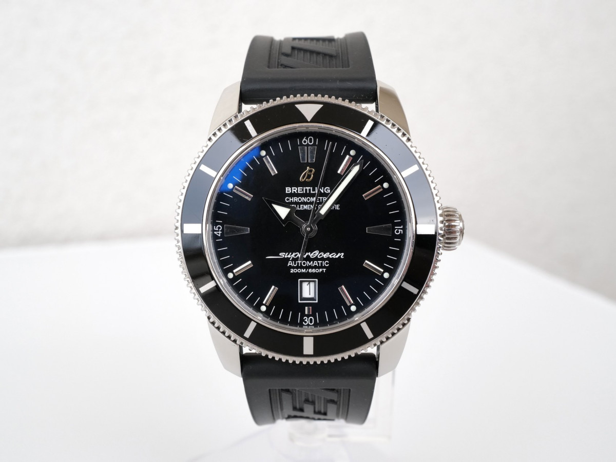 Швейцарський годинник Breitling Superocean Heritage 46 Black Dial Black Rubber Strap Black Buckle