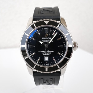 Швейцарський годинник Breitling Superocean Heritage 46 Black Dial Black Rubber Strap Black Buckle