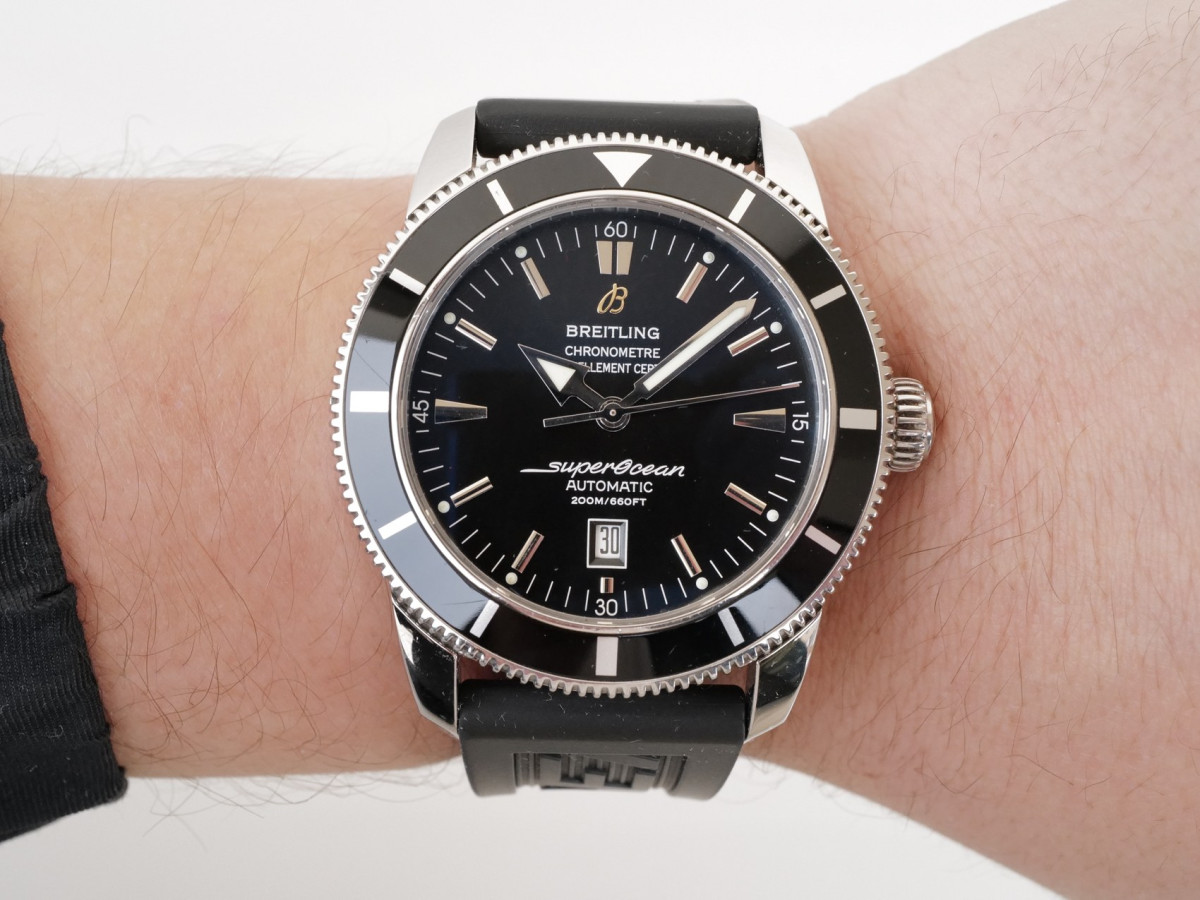 Швейцарський годинник Breitling Superocean Heritage 46 Black Dial Black Rubber Strap Black Buckle