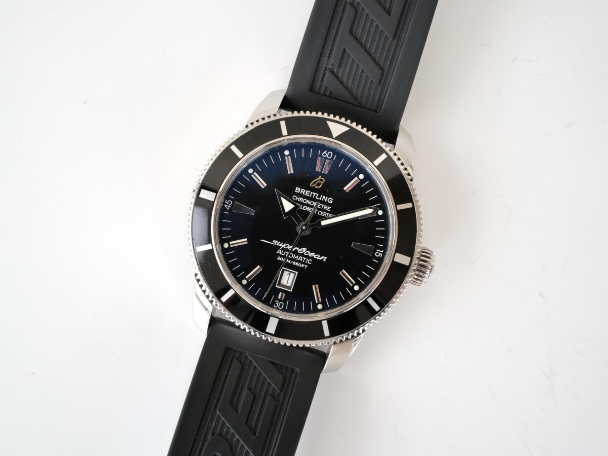 Швейцарський годинник Breitling Superocean Heritage 46 Black Dial Black Rubber Strap Black Buckle
