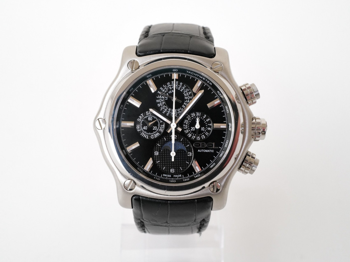Швейцарские часы Ebel 1911 BTR Heritage Perpetual Calendar Chrono Black Dial 45
