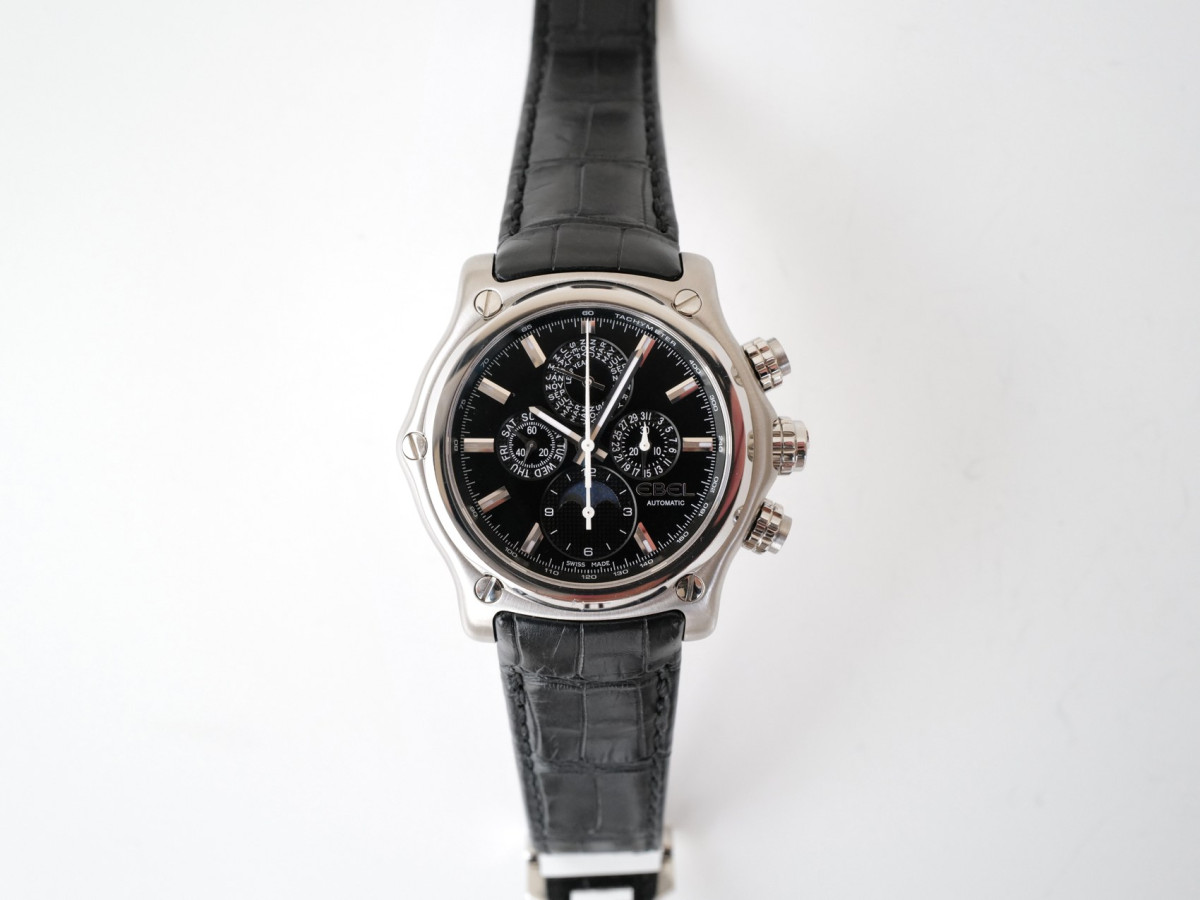 Швейцарские часы Ebel 1911 BTR Heritage Perpetual Calendar Chrono Black Dial 45