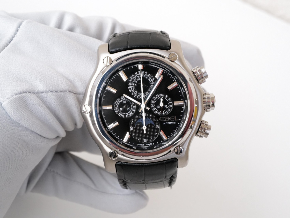 Швейцарские часы Ebel 1911 BTR Heritage Perpetual Calendar Chrono Black Dial 45
