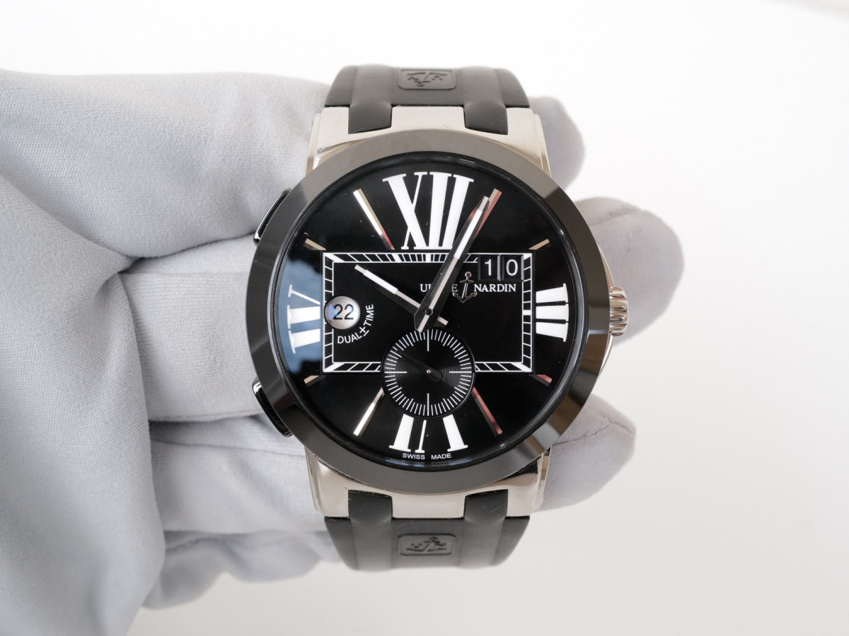 Швейцарський годинник Ulysse Nardin Executive Dual Time Black Rubber Strap Black Dial 43