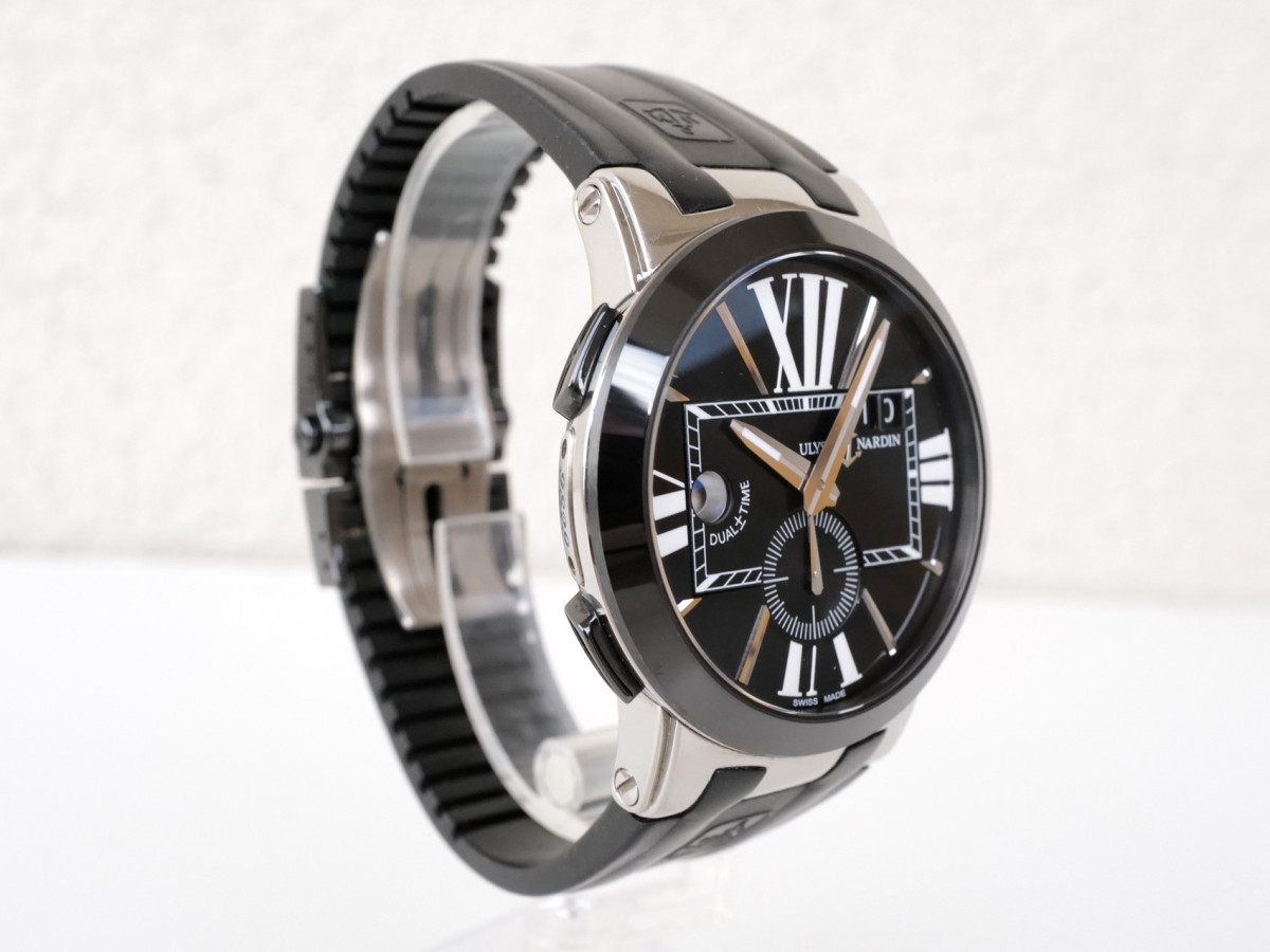 Швейцарський годинник Ulysse Nardin Executive Dual Time Black Rubber Strap Black Dial 43