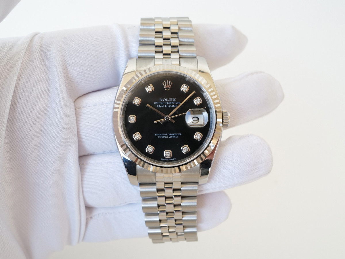 Швейцарские часы Rolex Datejust 36 Jubilee Steel Black Diamond Dial