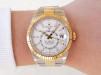 Швейцарський годинник Rolex Sky-Dweller 42 Oyster Steel 18K Yellow Gold White Dial