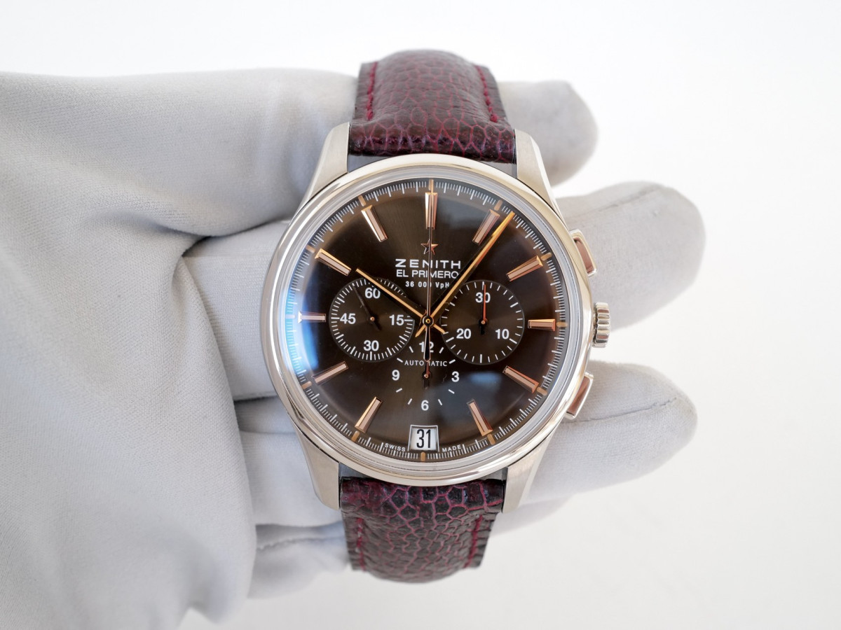 Швейцарський годинник Zenith Captain Chronograph Brown Dial Brown 42