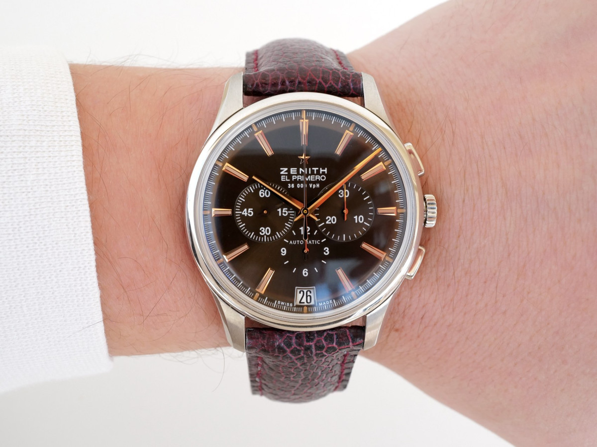 Швейцарський годинник Zenith Captain Chronograph Brown Dial Brown 42
