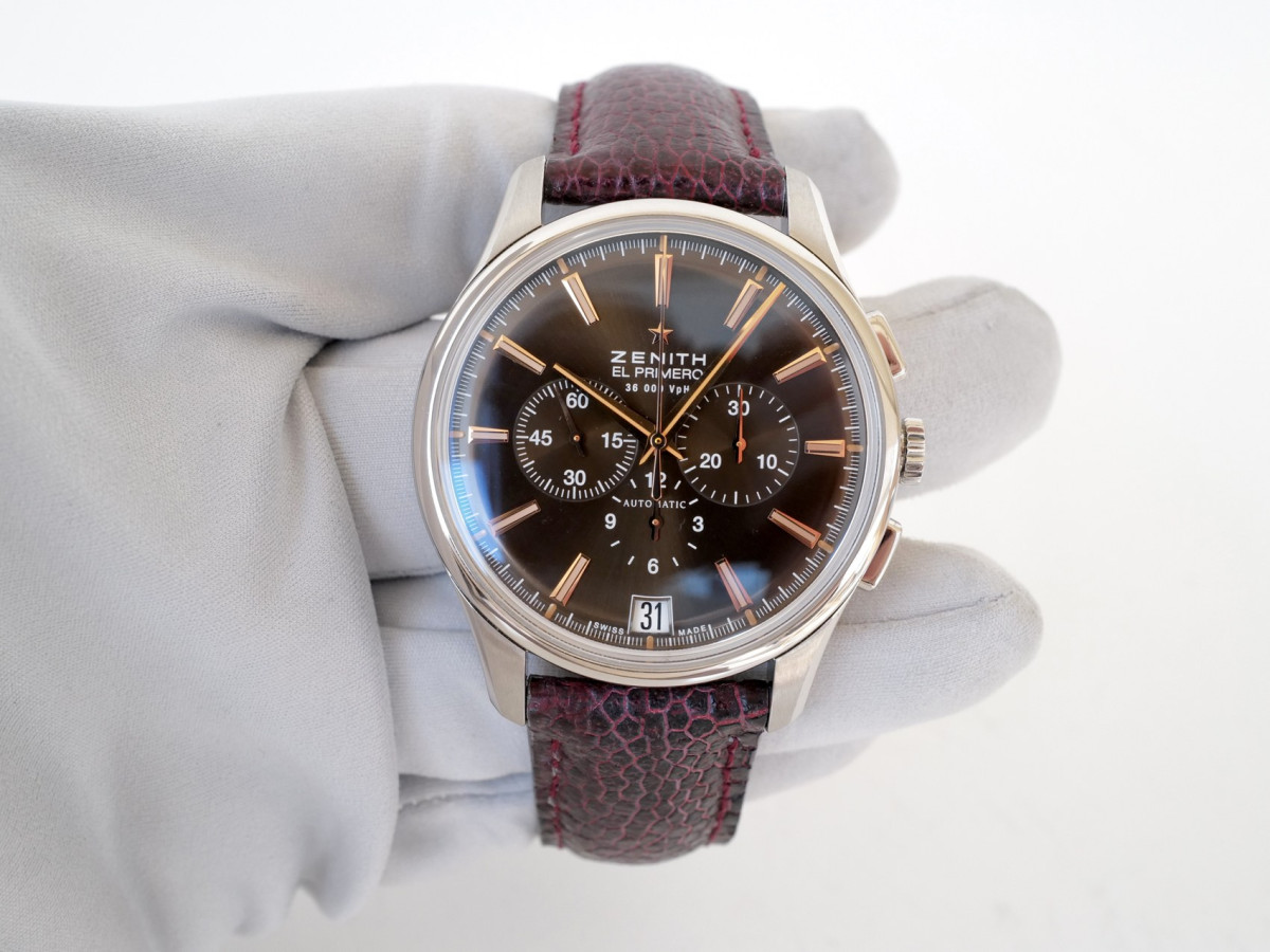 Швейцарський годинник Zenith Captain Chronograph Brown Dial Brown 42